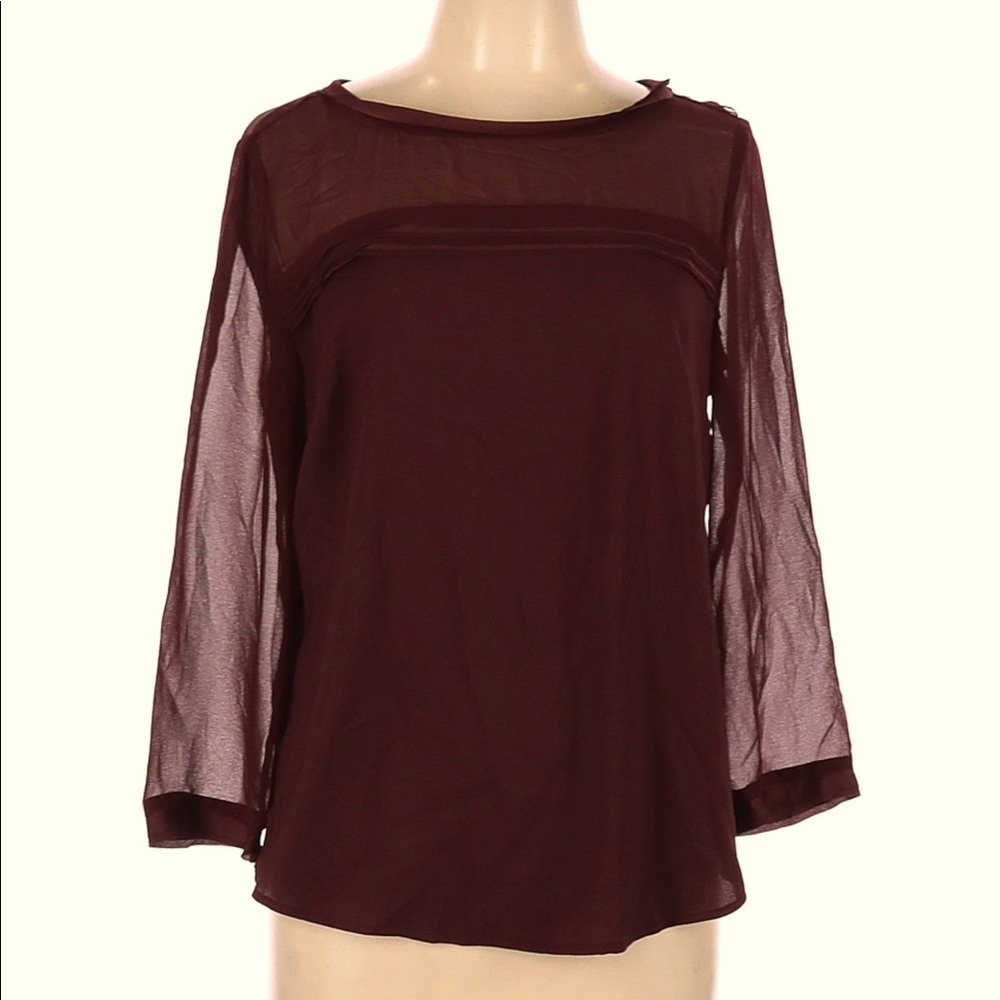 Ann Taylor 3/4 sleeve blouse, sheer sleeves, 10